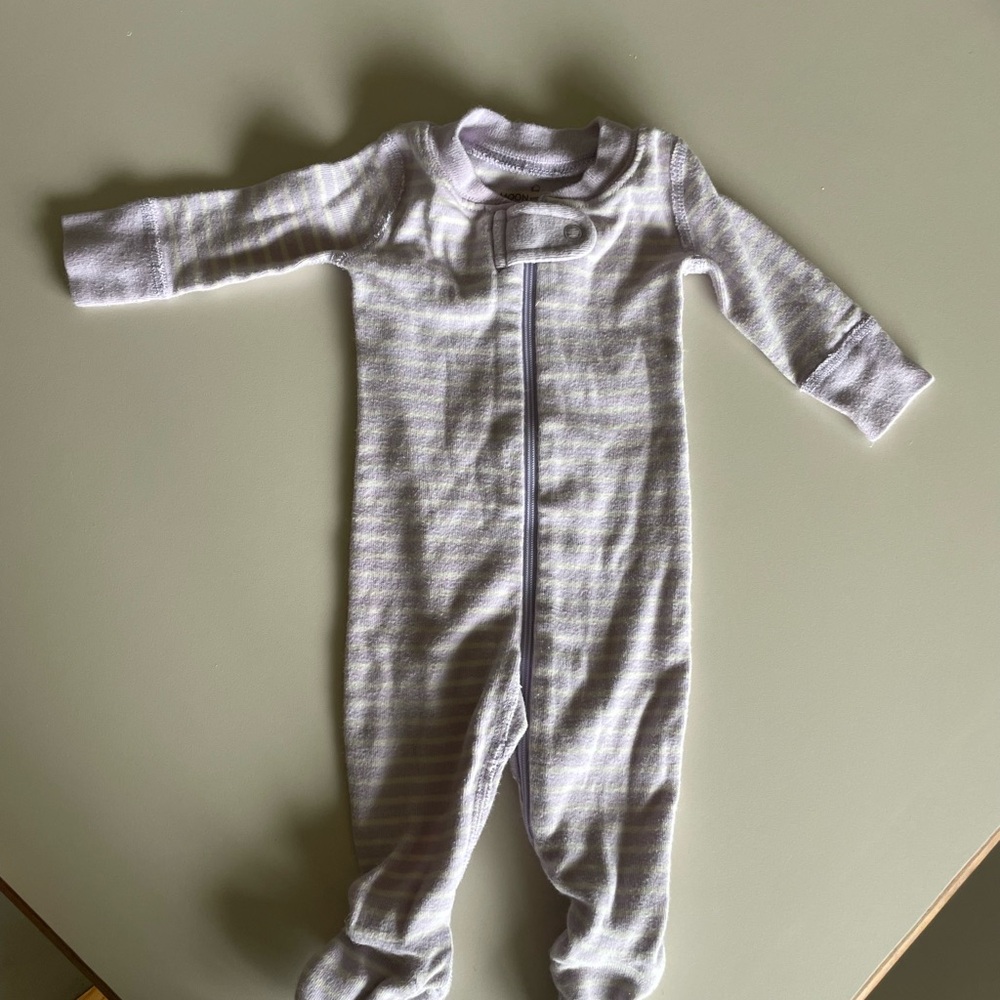 Hanna Andersson Lavender Striped Kids Pajama Footies